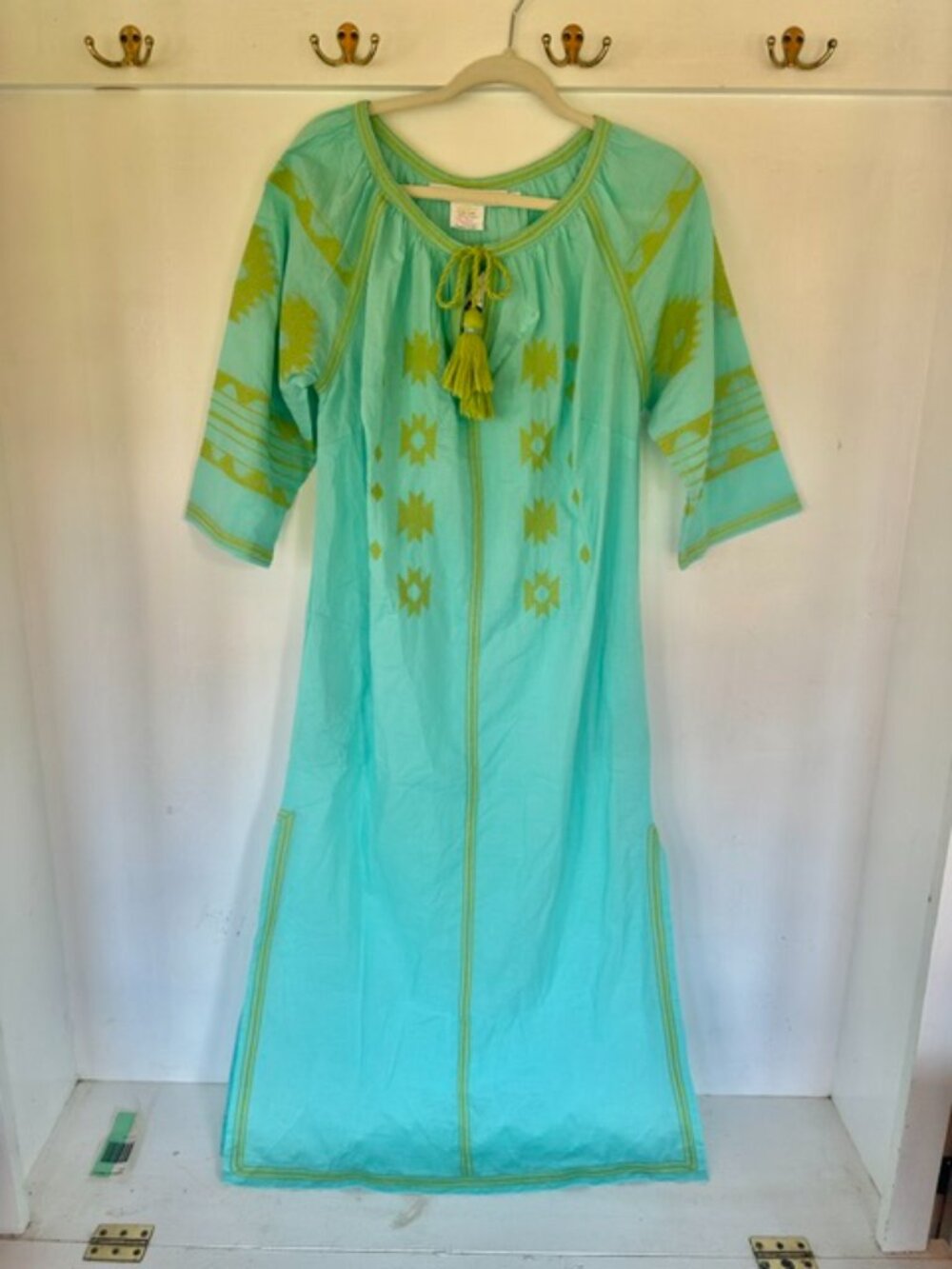 NWT Gretchen Scott Montezuma Maxi Dress - Turquoise Lime - Med